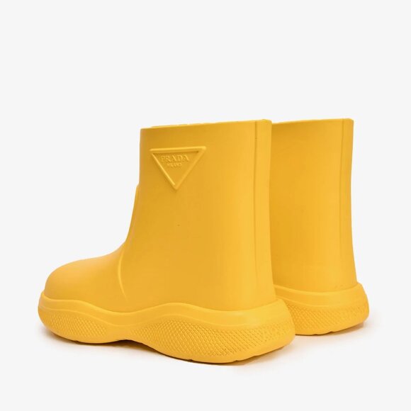 Prada Yellow Rubber Logo Rainboots Size 35 - Picture 4 of 6